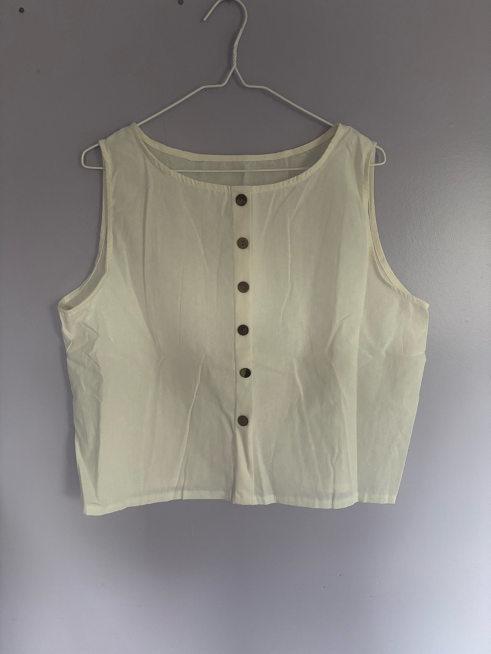 Sleeveless Button-Front Womens Top and Matching Pants in Cream